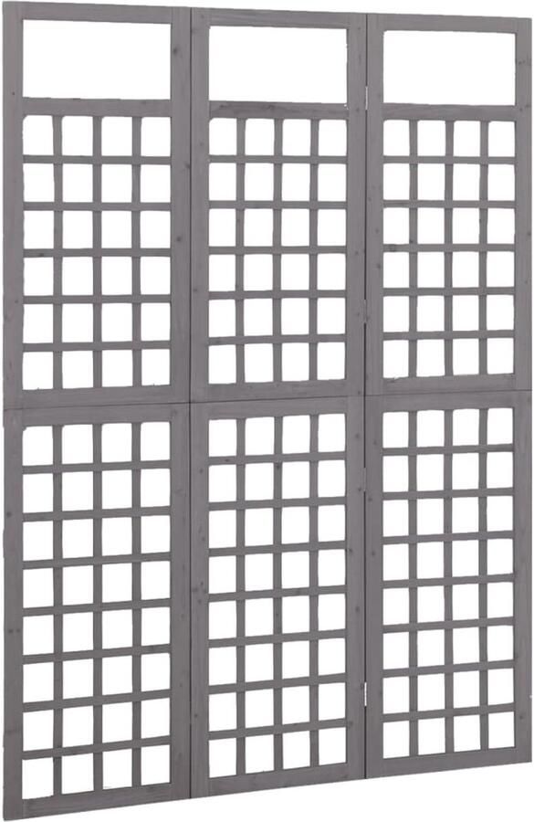 FIONERA Kamerscherm trellis met 3 panelen 121x180 cm vurenhout grijs