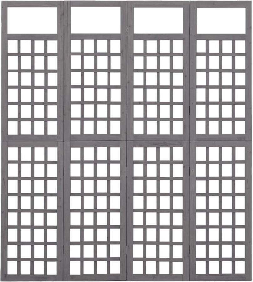 FIONERA Kamerscherm trellis met 4 panelen161x180 cm vurenhout grijs