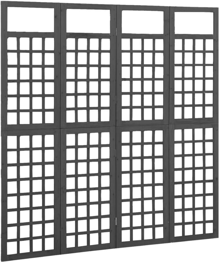 FIONERA Kamerscherm trellis met 4 panelen161x180 cm vurenhout zwart