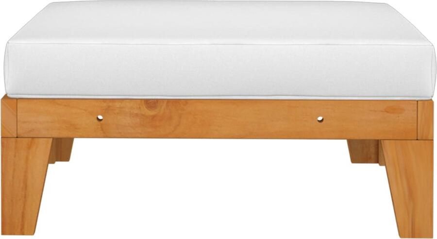 FIONERA Modulaire voetenbank met crèmewitte kussens van massief acaciahout