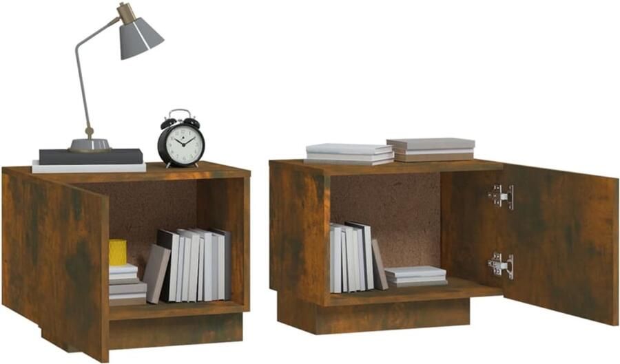 FIONERA Nachtkastje 100x35x40 cm bewerkt hout gerookt eikenkleurig