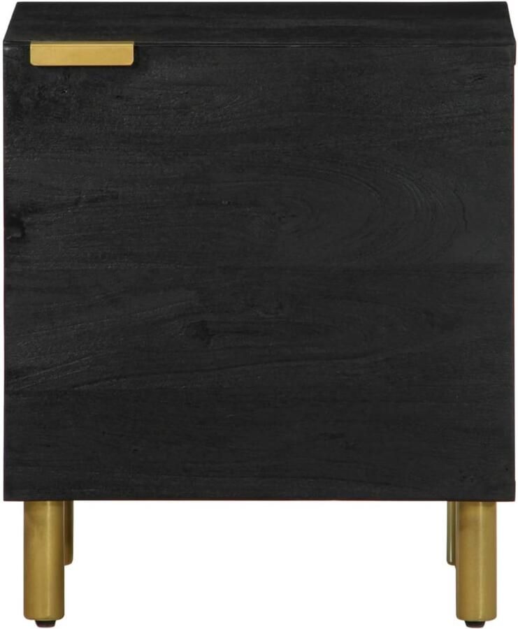 FIONERA Nachtkastje 2 st 40x33x46 cm massief mangohout zwart