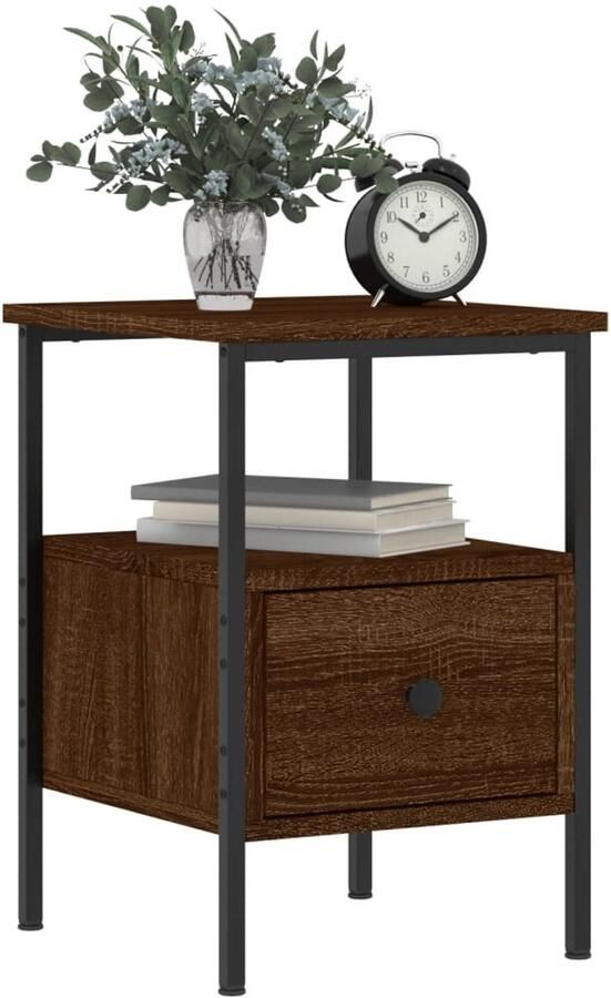 FIONERA Nachtkastje 34x36x50 cm bewerkt hout bruin eikenkleur