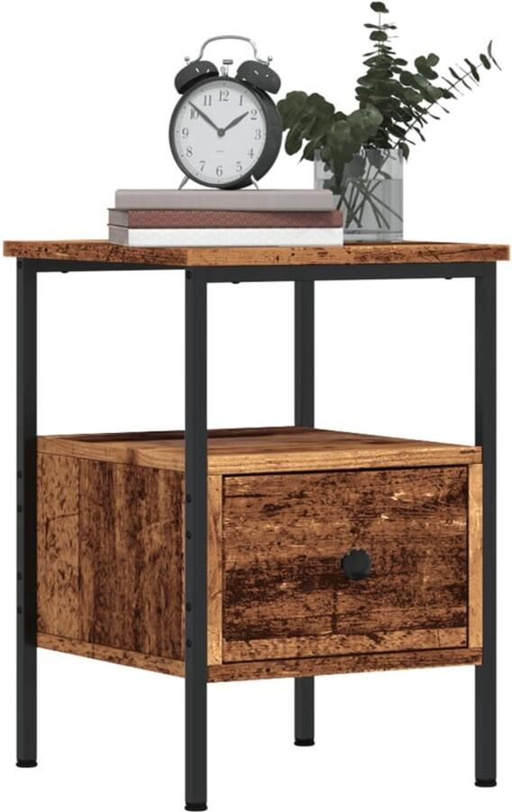 FIONERA Nachtkastje 34x36x50 cm bewerkt hout oud houtkleurig