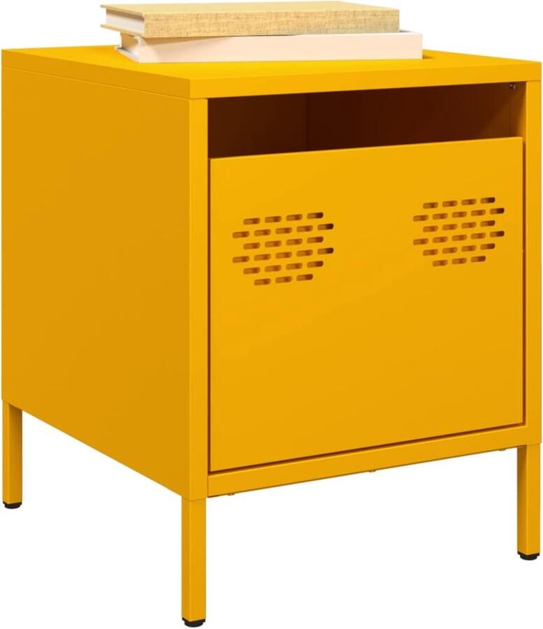 VidaXL Nachtkastje Staal Mosterdgeel 35x39x43 5 cm Nachtkastje Nachtkastjes Bijzettafel Wandkastje