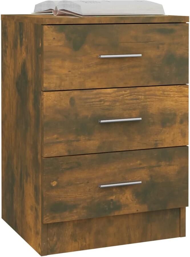 FIONERA Nachtkastje 38x35x56 cm bewerkt hout gerookt eikenkleurig