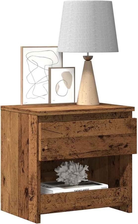 FIONERA Nachtkastje 40x30x39 cm bewerkt hout oud houtkleurig