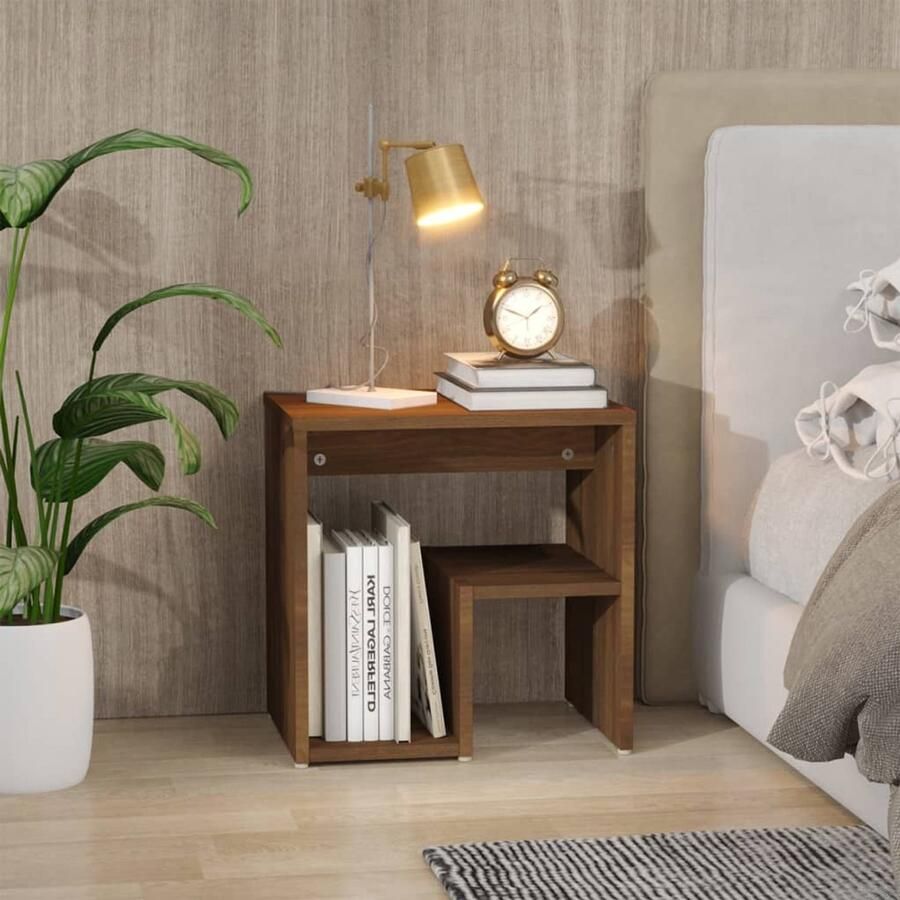 FIONERA Nachtkastje 40x30x40 cm bewerkt hout bruin eikenkleur