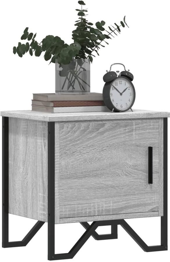 FIONERA Nachtkastje 40x30x40 cm bewerkt hout grijs sonoma eikenkleurig