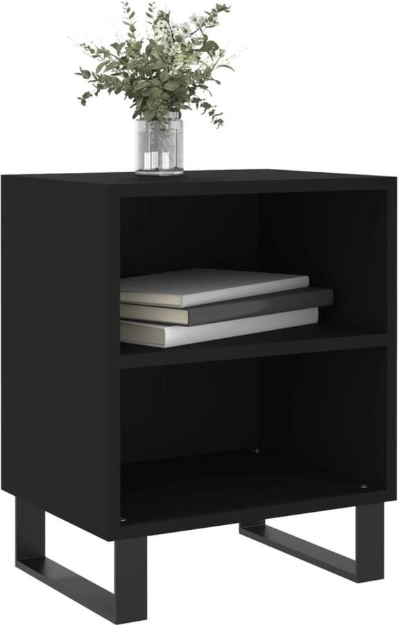 FIONERA Nachtkastje 40x30x50 cm bewerkt hout zwart