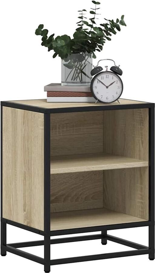 FIONERA Nachtkastje 40x31x50 cm bewerkt hout en metaal sonoma eiken