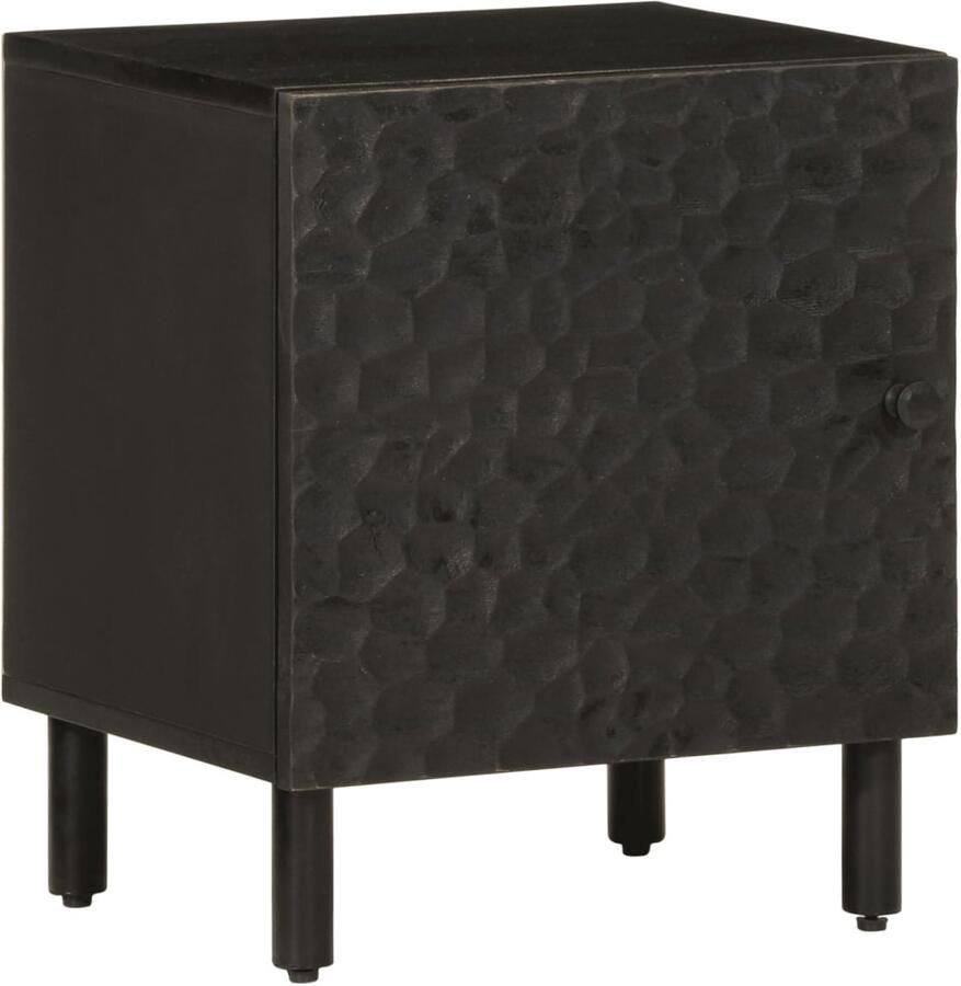 The Living Store Nachtkastje 40x33x46 cm massief mangohout zwart Nachtkastje Bijzettafel Mangohouten Kast Houten Kast Zwart Kast - Foto 2