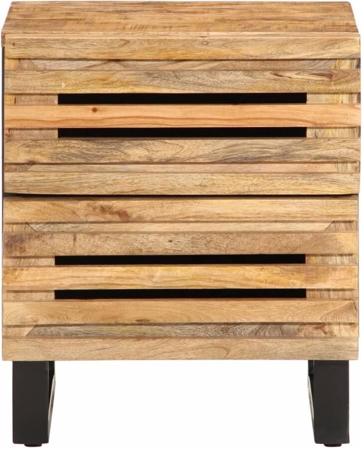 The Living Store Nachtkastje 40x34x46 cm massief ruw mangohout Nachtkastje Industriele Stijl Mangohout Opbergkast Slaapkamersdecoratie - Foto 2