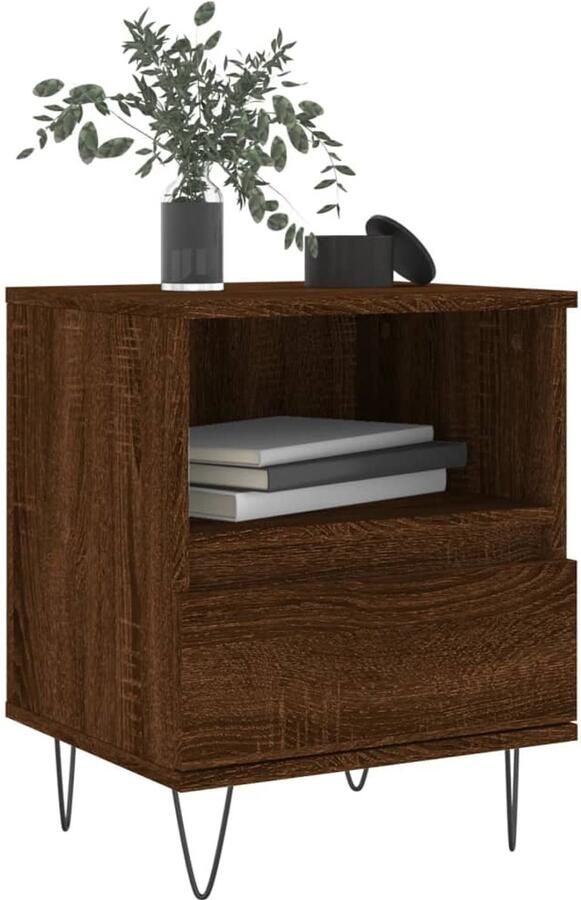 FIONERA Nachtkastje 40x35x50 cm bewerkt hout bruin eikenkleur