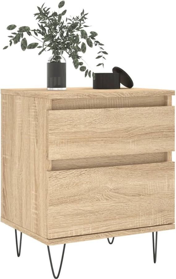 FIONERA Nachtkastje 40x35x50 cm bewerkt hout sonoma eikenkleurig