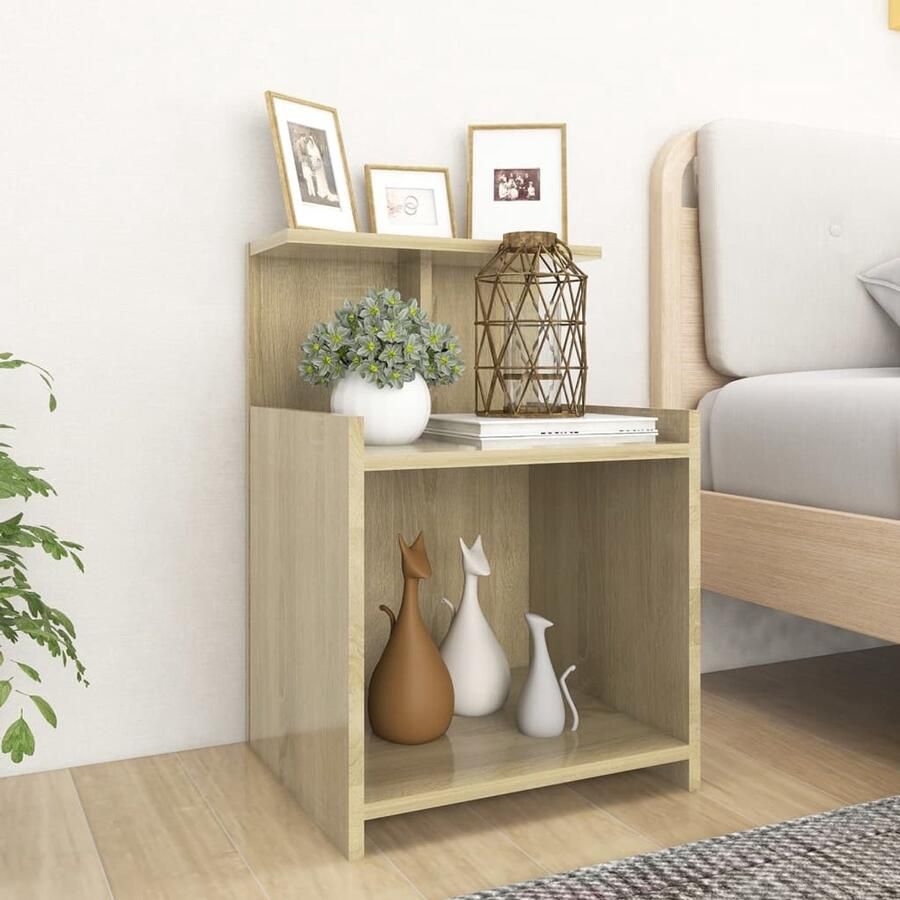 VidaXL Nachtkastjes Set van 2 Sonoma Eiken 40x35x60 cm Nachtkastjes Bedkastjes Salontafel Houten Meubel Scandinavische Stijl
