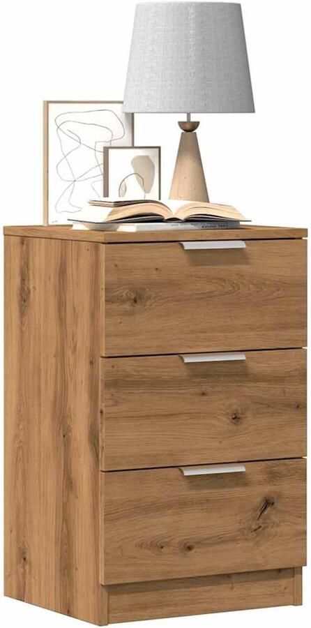FIONERA Nachtkastje 40x36x65 cm bewerkt hout artisanaal eikenkleurig