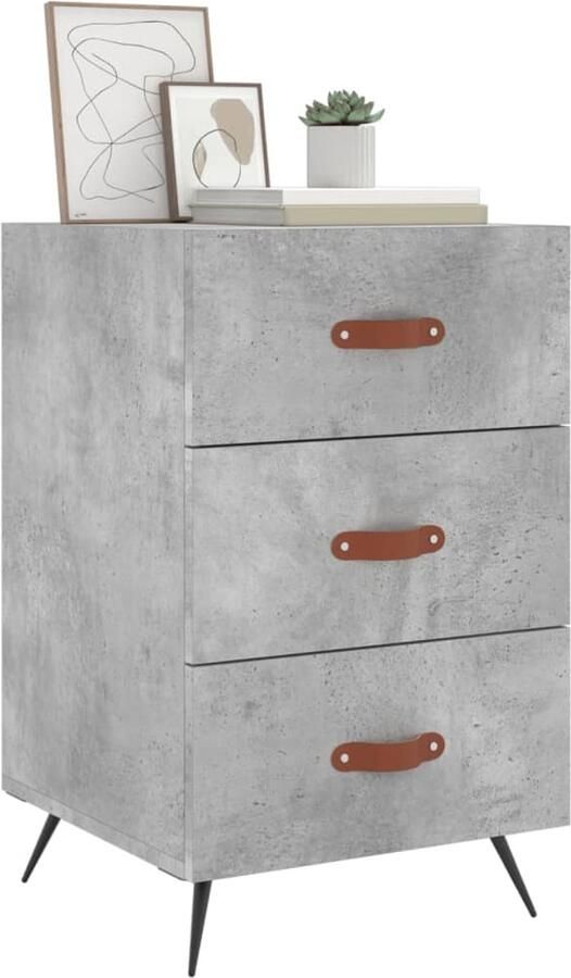 FIONERA Nachtkastje 40x40x66 cm bewerkt hout betongrijs