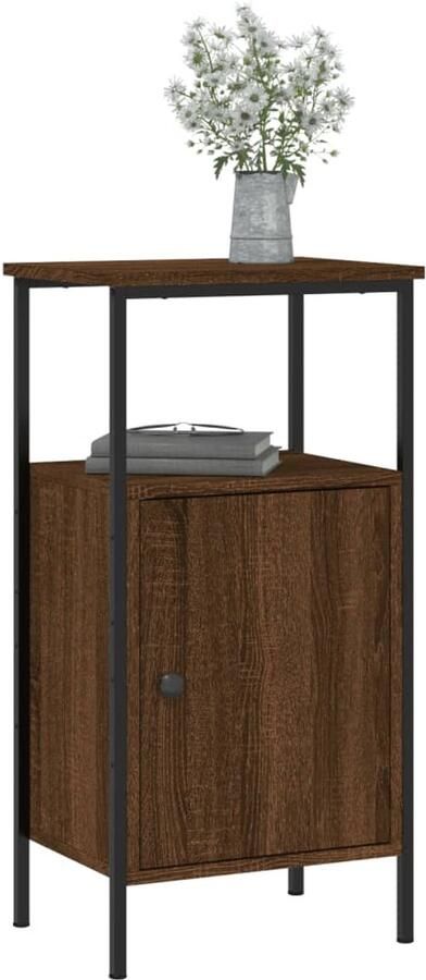FIONERA Nachtkastje 41x31x80 cm bewerkt hout bruin eikenkleur