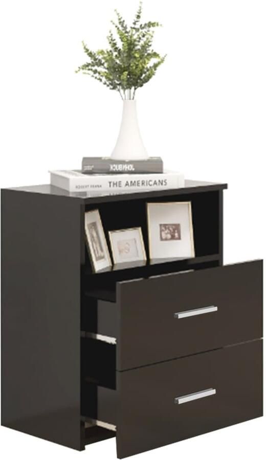 FIONERA Nachtkastje 50x32x60 cm zwart