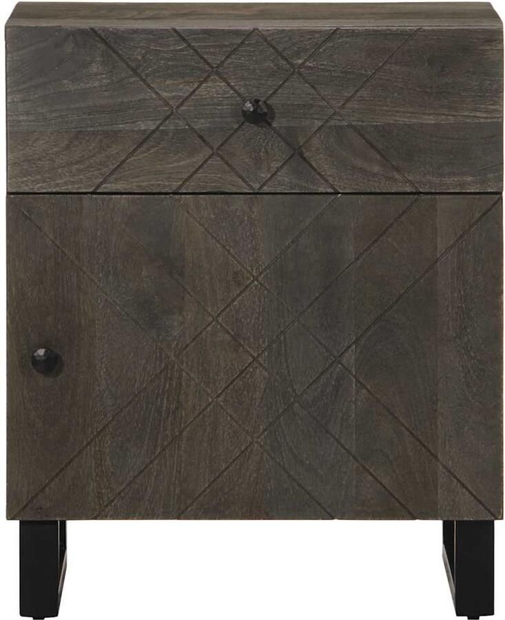 FIONERA Nachtkastje 50x33x60 cm massief mangohout zwart