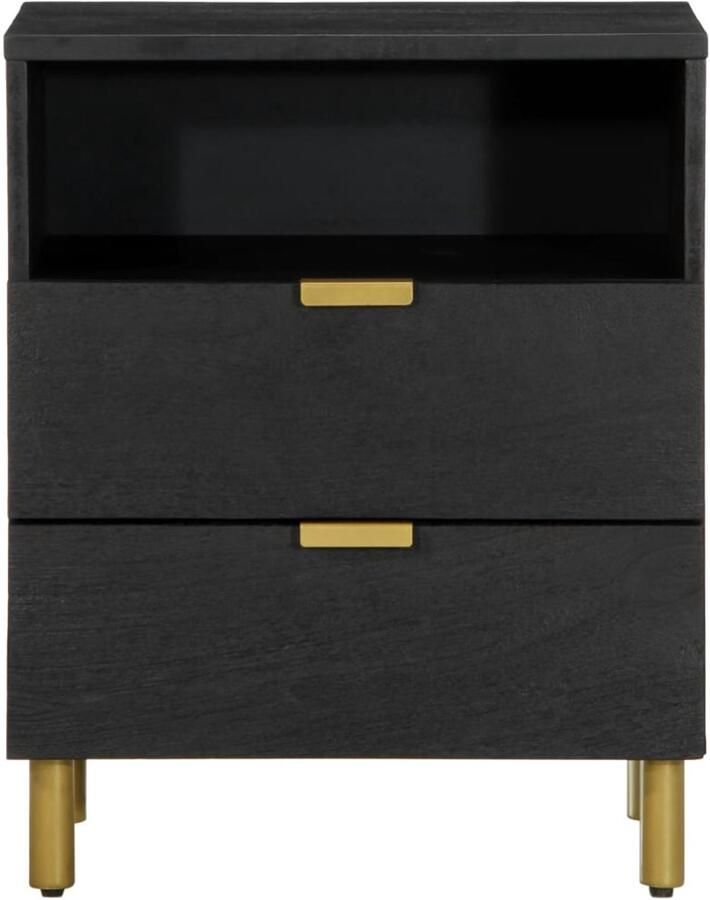FIONERA Nachtkastje 50x33x62 cm bewerkt hout zwart