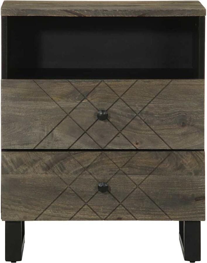 FIONERA Nachtkastje 50x33x62 cm massief mangohout zwart