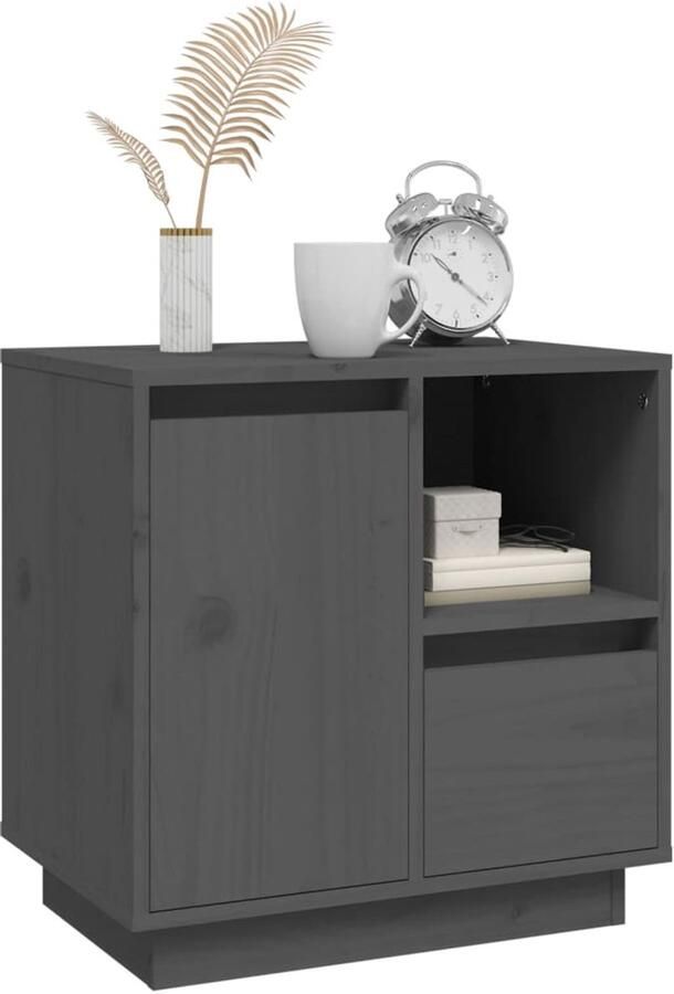 FIONERA Nachtkastje 50x34x50 cm massief grenenhout grijs