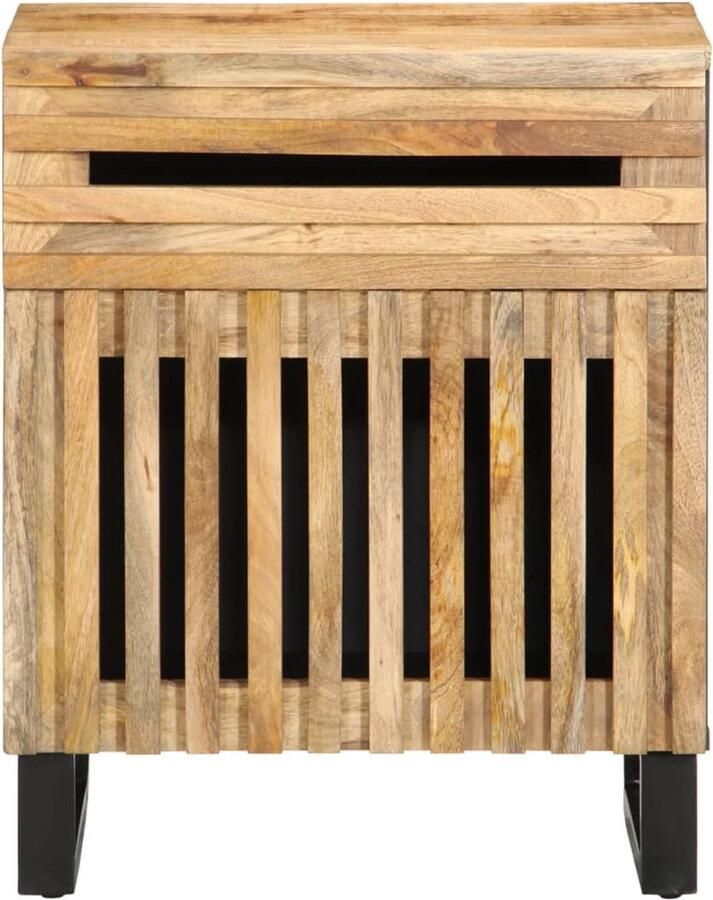 The Living Store Nachtkastje 50x34x60 cm massief ruw mangohout Nachtkastje Mango Wood Bruine Kleur Kamermeubilair Slaapkamers - Foto 2