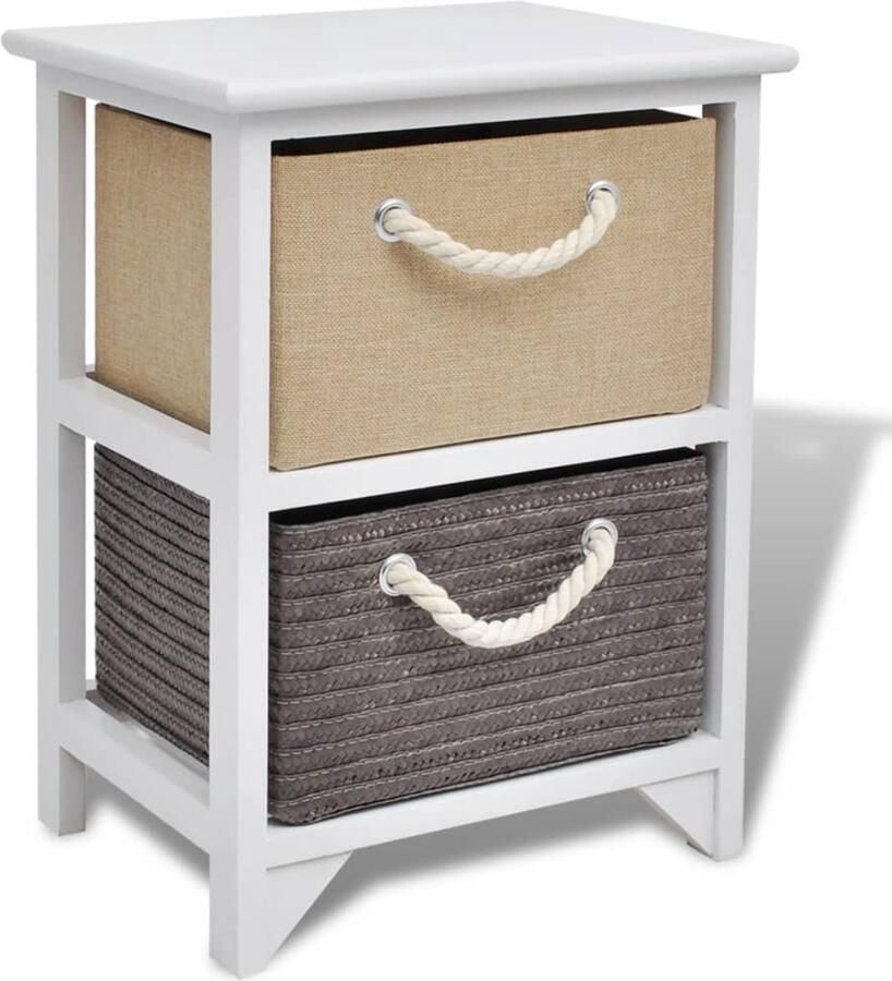 VidaXL Nachtkastje Hout 2 Lades 35x27x48cm Nachtkastje Houten Kast Slaapkamermeubel Rustic Decor Wit Meubilair Tv Tafel Sidetable Bergruimte Klein Meubelstuk Living Room Furniture