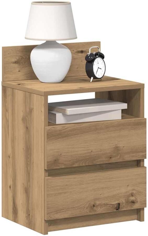 VidaXL Nachtkastje 2 lades 40x33x60 cm Eikenkleur Nachtkastje Nachtkastjes Bijzettafel Wandkastje