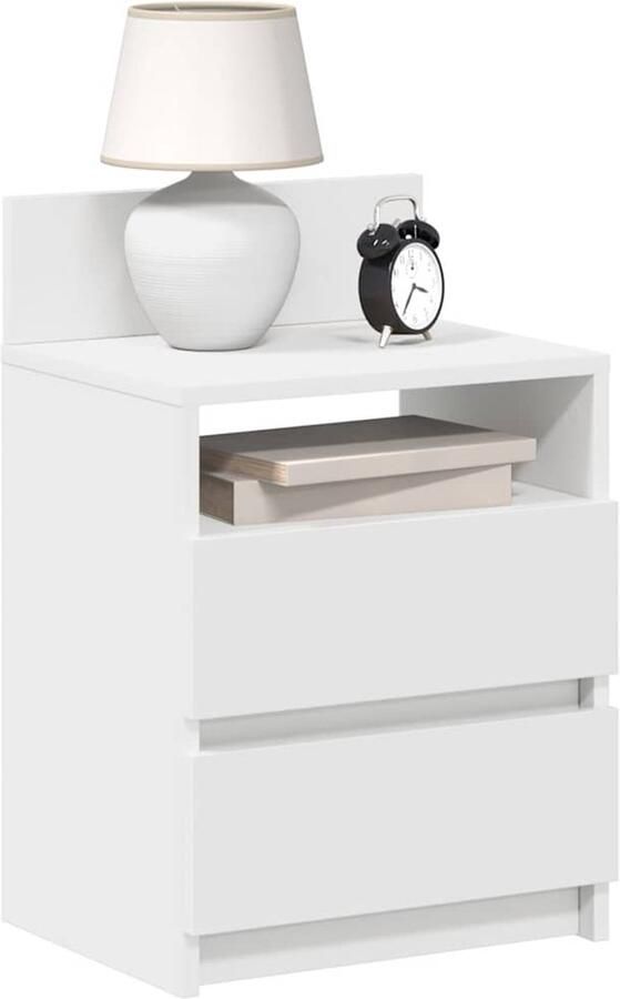 VidaXL Nachtkastje 2 lades 40x33x60 cm Wit Nachtkastje Nachtkastjes Bijzettafel Wandkastje