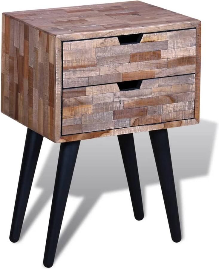 FIONERA Nachtkastje met 2 lades gerecycled teakhout