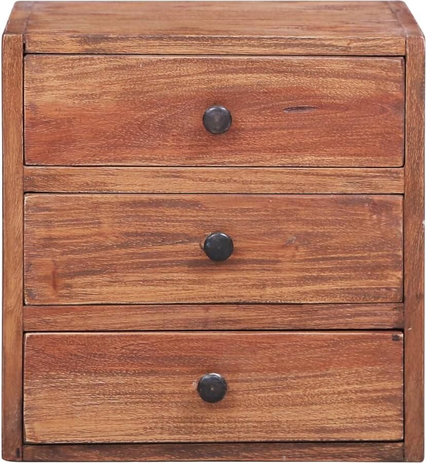 FIONERA Nachtkastje met 3 lades 35x25x35 cm massief mahoniehout