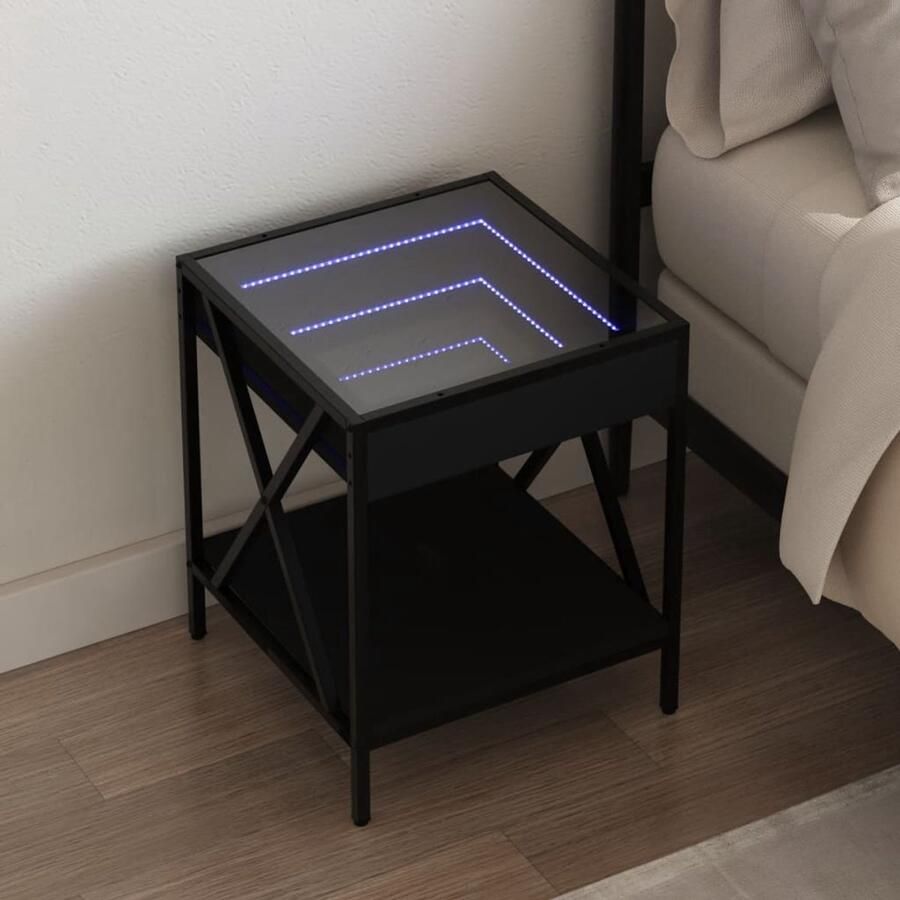VidaXL Nachtkastje met Infinity LED 40x40x49 cm zwart
