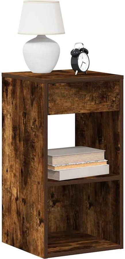 FIONERA Nachtkastje met lade 35x34x66 5 cm gerookt eikenkleurig