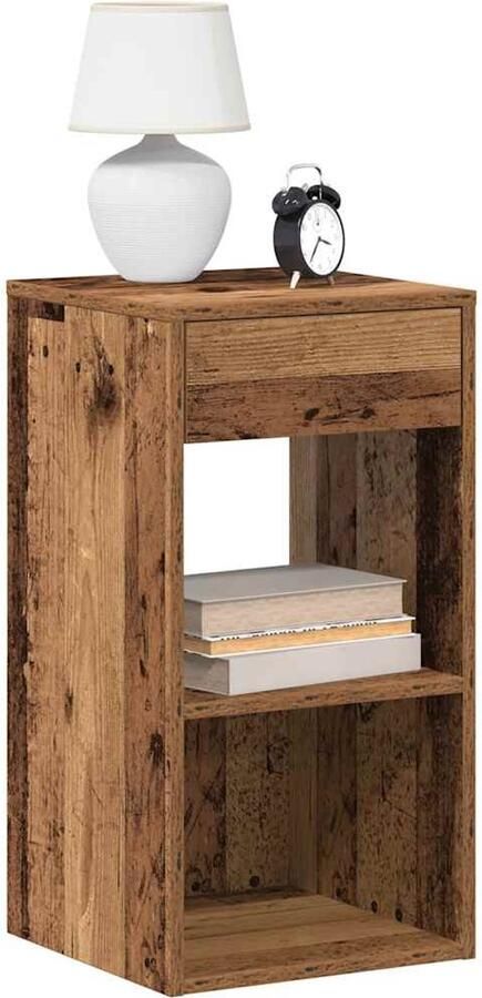 FIONERA Nachtkastje met lade 35x34x66 5 cm oud houtkleurig