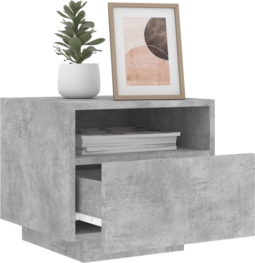 FIONERA Nachtkastje met LED-verlichting 40x39x37 cm betongrijs