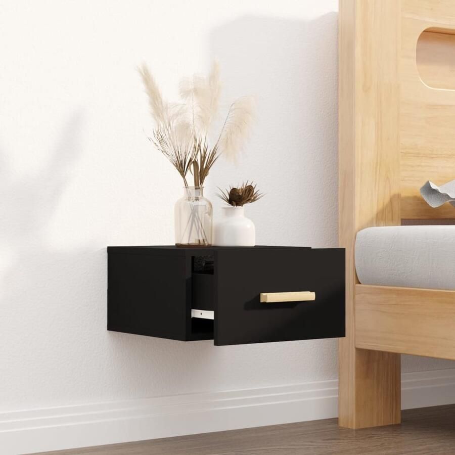 FIONERA Nachtkastje wandgemonteerd 35x35x20 cm zwart