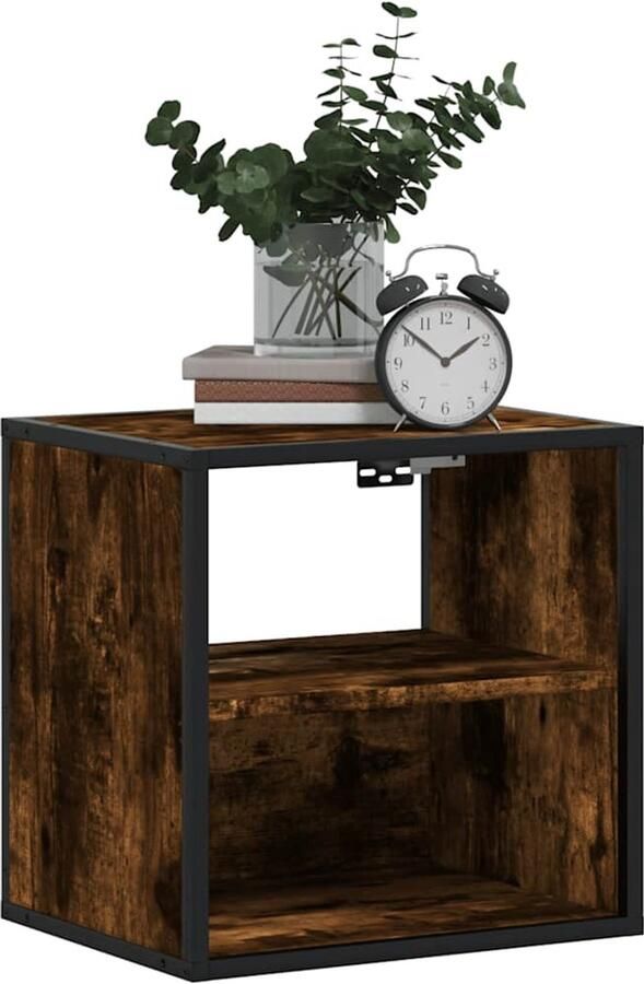 FIONERA Nachtkastje wandgemonteerd 40x31x39 5 cm gerookt eikenkleurig