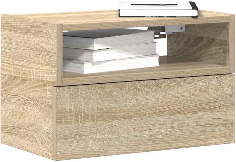 FIONERA Nachtkastje wandgemonteerd 45x26x28 5 cm sonoma eikenkleurig