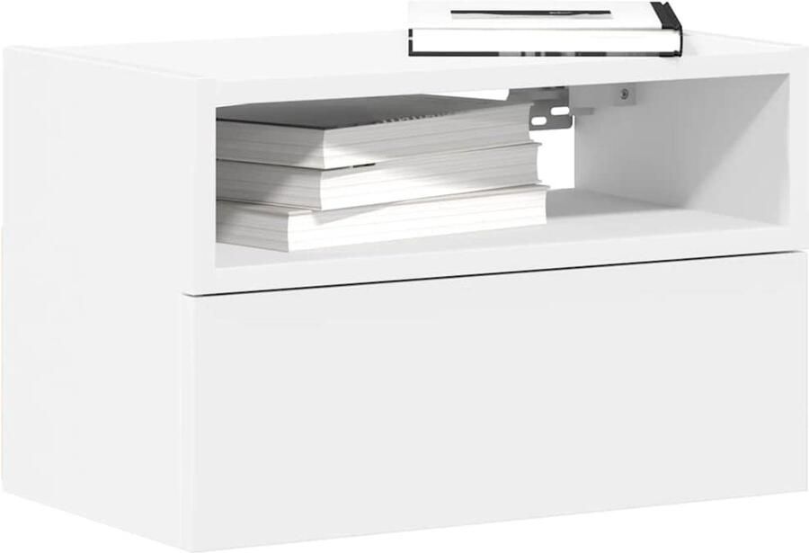 FIONERA Nachtkastje wandgemonteerd 45x26x28 5 cm wit
