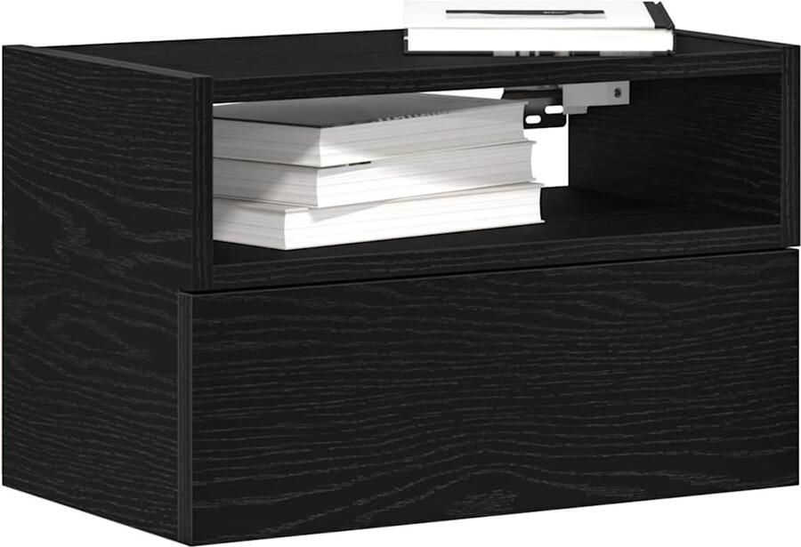 FIONERA Nachtkastje wandgemonteerd 45x26x28 5 cm zwart