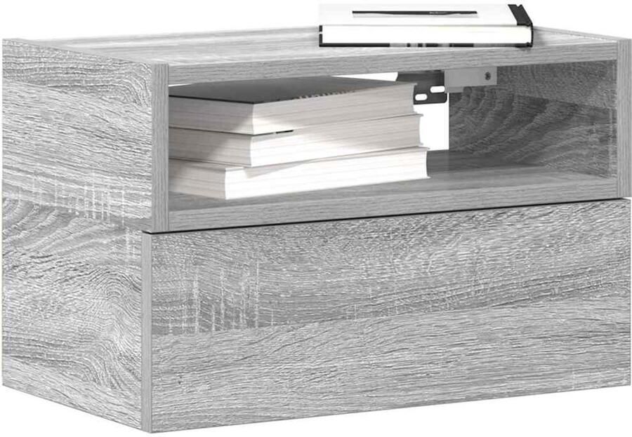 FIONERA Nachtkastje wandgemonteerd 45x26x28 5cm grijs sonoma eikenkleur