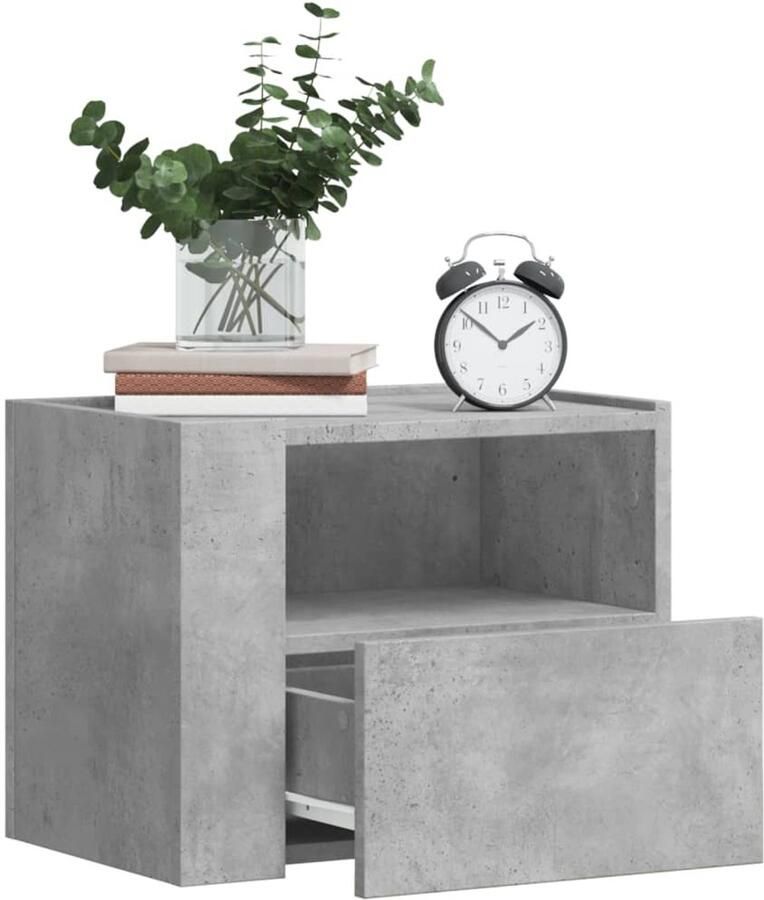 FIONERA Nachtkastje wandgemonteerd 45x30x35 cm betongrijs