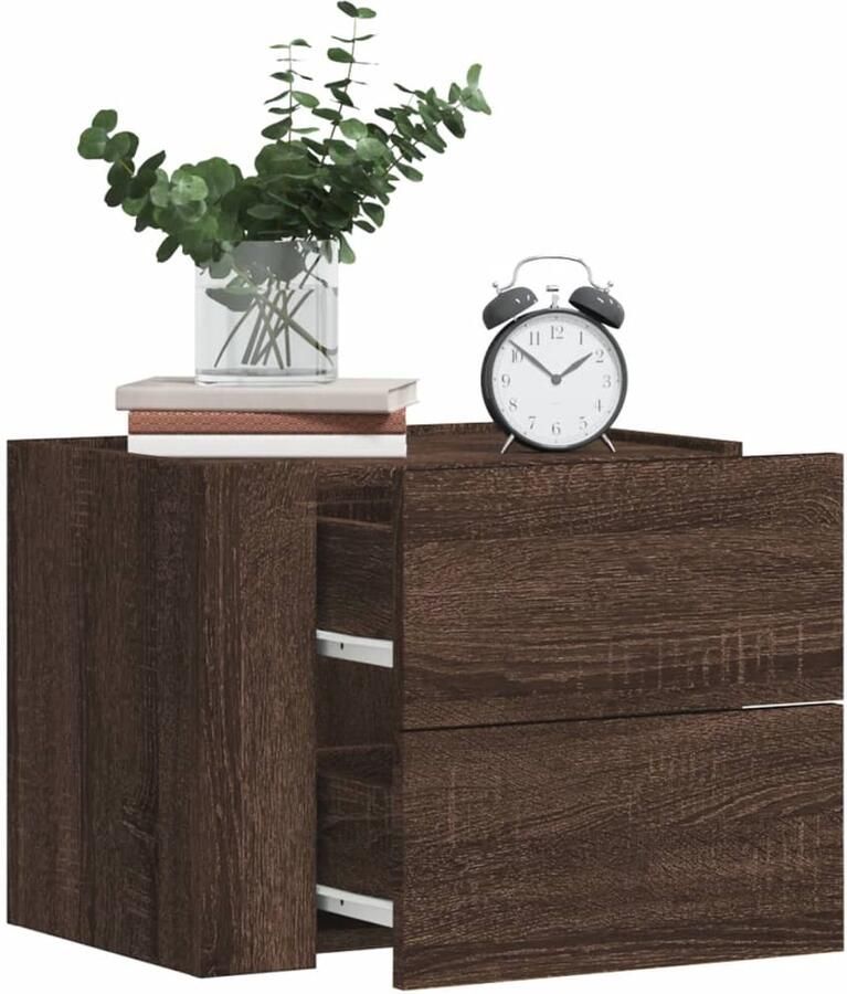 FIONERA Nachtkastje wandgemonteerd 45x30x35 cm bruin eikenkleurig