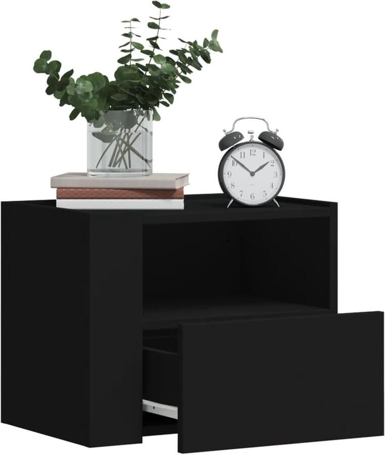 FIONERA Nachtkastje wandgemonteerd 45x30x35 cm zwart