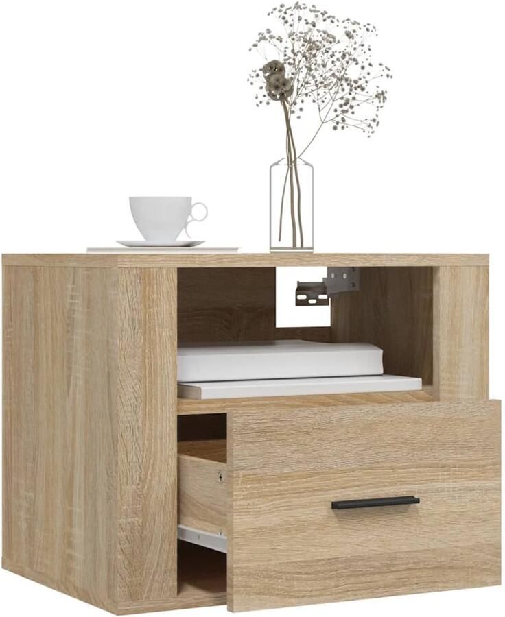 FIONERA Nachtkastje wandgemonteerd 50x36x40 cm sonoma eikenkleurig