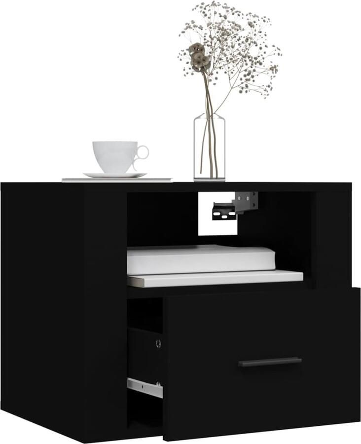 FIONERA Nachtkastje wandgemonteerd 50x36x40 cm zwart