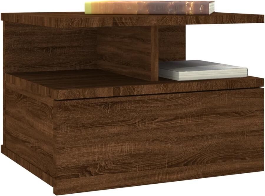 FIONERA Nachtkastje zwevend 40x31x27 cm bewerkt hout bruin eikenkleur